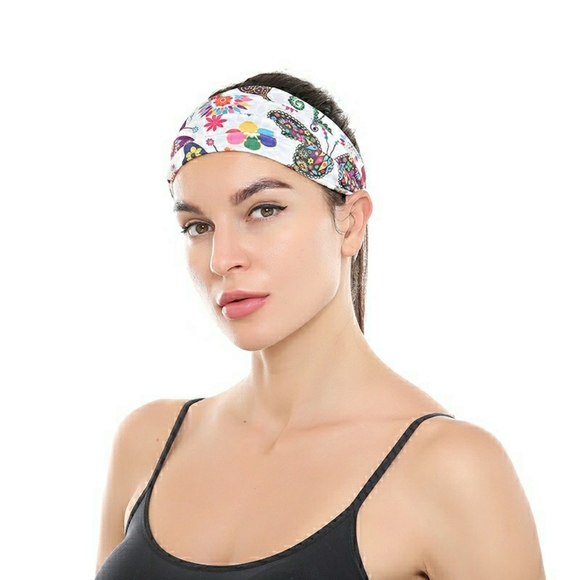 3/$24 Butterfly Print Wide Headband - Picture 3 of 7